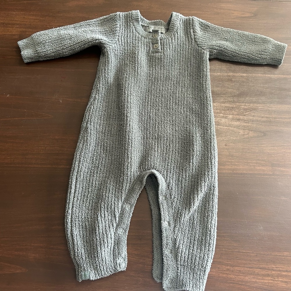 Barefoot Dreams Soft Heather greenish Grey Knit Baby Footie